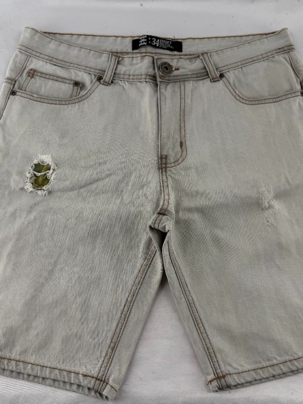 Effekt Distressed Denim Jean Shorts Mens Size 34 Light Wash Cargo Skate